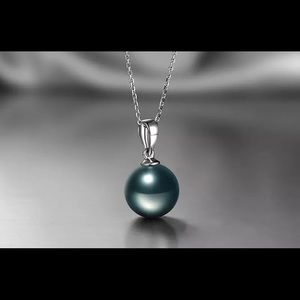 925 Silver Boho Statement Necklace Women Big Artificial Pearl Pendant Necklace